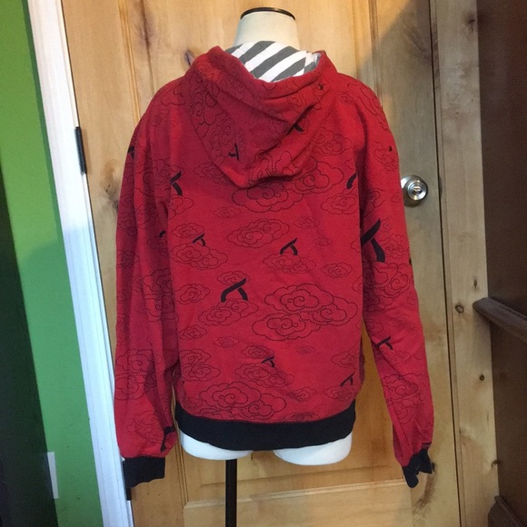 ORISUE 2-Pocket Zip Up Red Black Hooded Sweatshirt $78 EUC Men’s M - Picture 2 of 8
